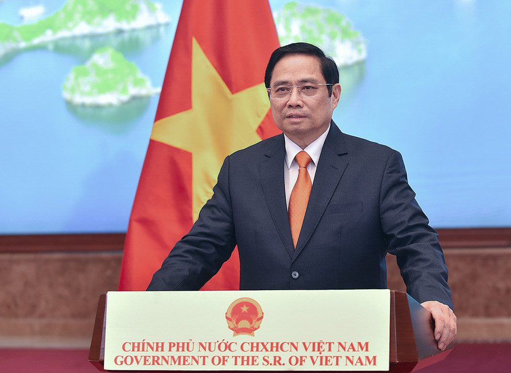 Thủ tướng Phạm Minh Chính nhấn mạnh, Việt Nam sẵn sàng cùng các nước xây dựng khung pháp lý phù hợp, giúp kinh tế số phát triển mạnh mẽ, đóng góp và hài hòa với lợi ích chung của toàn xã hội. Ảnh: NHẬT BẮC