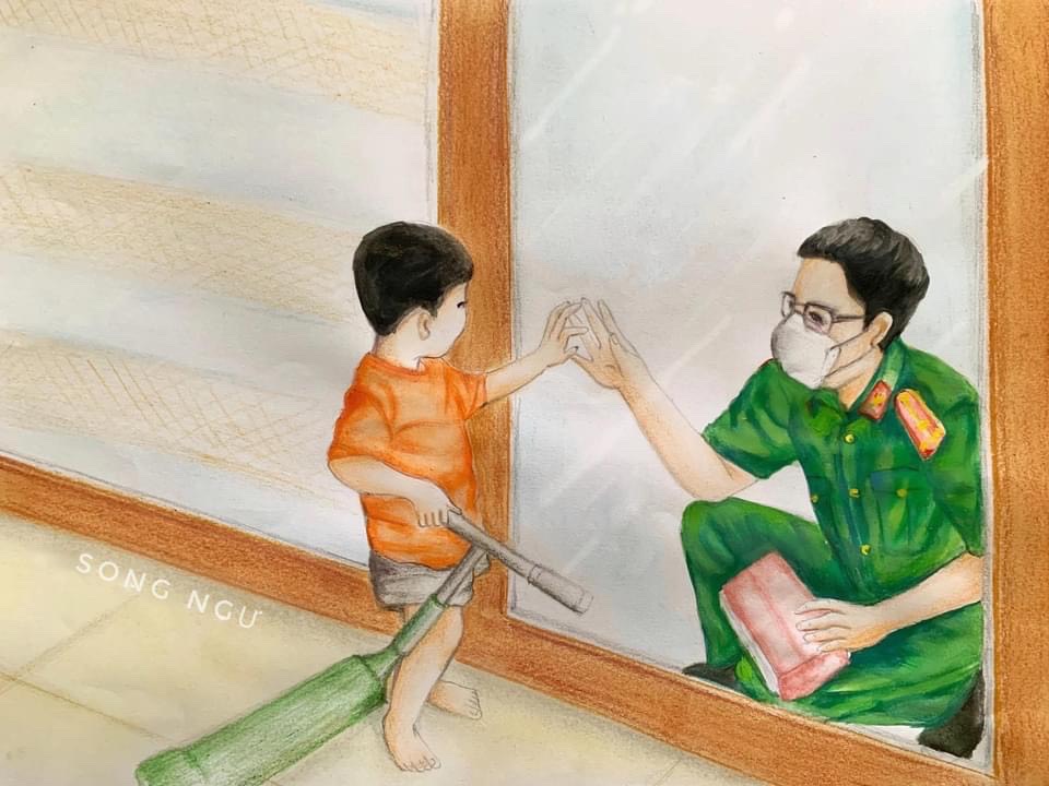 Bức tranh Khung cửa yêu thương được bán đấu giá để ủng hộ  tuyến đầu chống dịch.