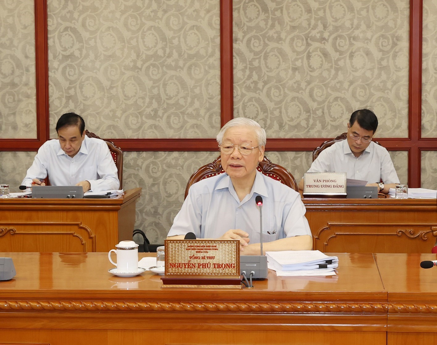Tổng Bí thư Nguyễn Phú Trọng phát biểu kết luận cuộc họp. Ảnh: TRÍ DŨNG