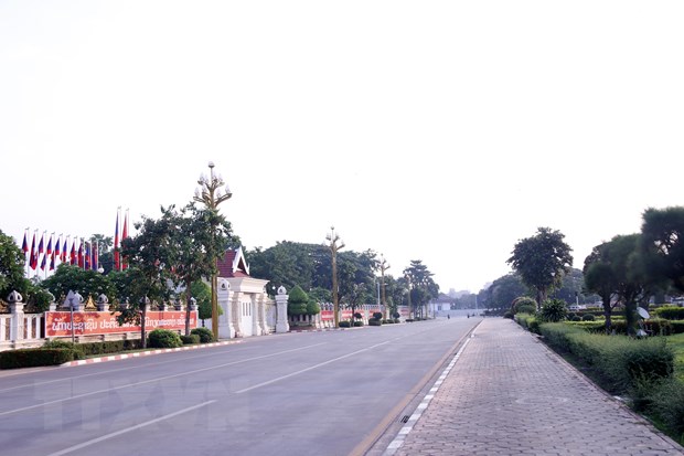 Hình ảnh Thủ đô Vientiane (Lào) trong ngày đầu thực hiện lệnh phong tỏa hồi tháng 4/2021.