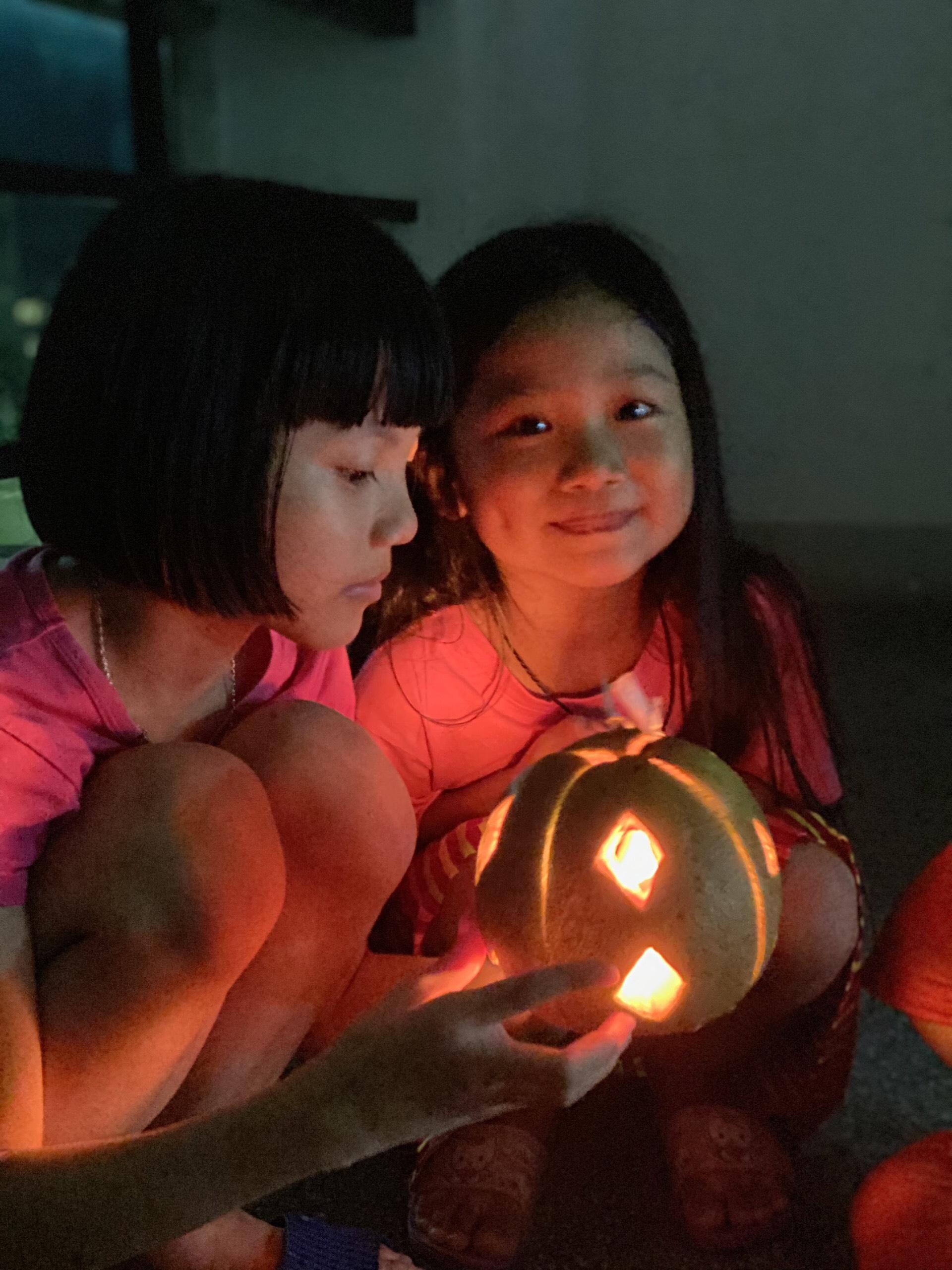 Đèn Trung thu làm bằng vỏ bưởi khiến các em nhỏ thích thú.
