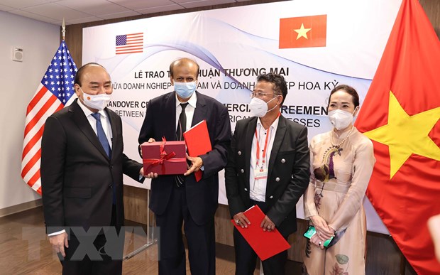 Chủ tịch nước Nguyễn Xuân Phúc tại buổi tiếp Tổng Giám đốc Tập đoàn Quantum. Ảnh: TTXVN.