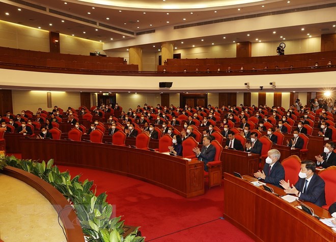 Các lãnh đạo Đảng, Nhà nước và các đại biểu tại phiên khai mạc Hội nghị. Ảnh: Trí Dũng/TTXVN