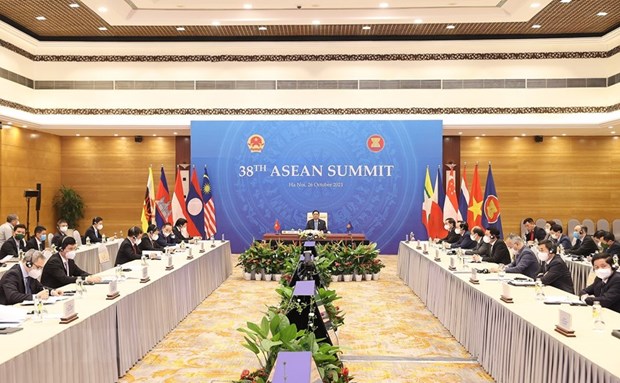 Quang cảnh Hội nghị cấp cao ASEAN lần thứ 38 tại điểm cầu Hà Nội.