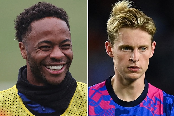 Barcelona có thể bán tiền vệ Frenkie de Jong trong tháng 1 tới để có ngân quỹ chiêu mộ Raheem Sterling.