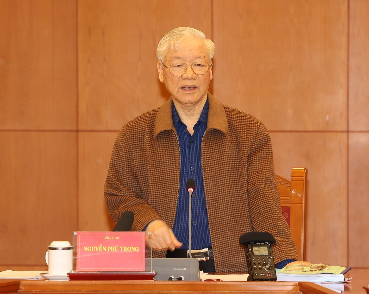 Tổng Bí thư Nguyễn Phú Trọng phát biểu kết luận cuộc họp. Ảnh: TRÍ DŨNG