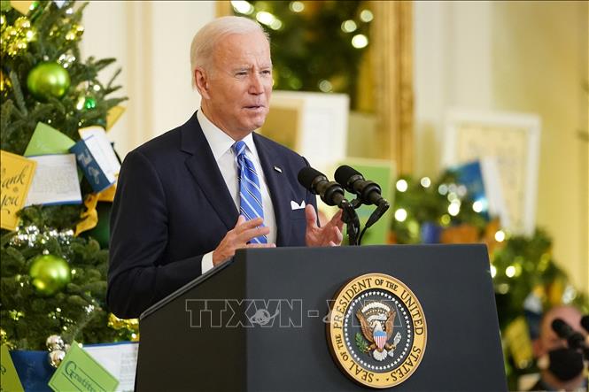 Tổng thống Mỹ Joe Biden phát biểu tại Nhà Trắng ở Washington, DC.