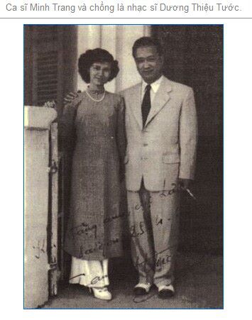 Ca sĩ Minh Trang và chồng nhạc sĩ Dương Thiệu Tước. (Ảnh: Tư liệu)