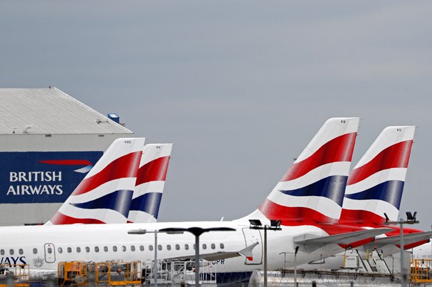 Máy bay của Hãng hàng không British Airways tại sân bay Heathrow ở London, Anh.