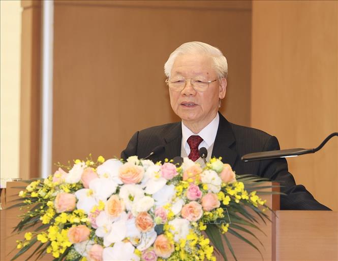 Tổng Bí thư Nguyễn Phú Trọng dự và phát biểu chỉ đạo Hội nghị.