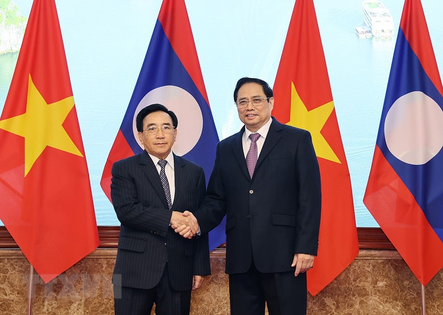 Thủ tướng Phạm Minh Chính đón tiếp Thủ tướng Lào Phankham Viphavanh.