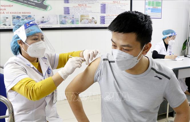 Tiêm vaccine phòng COVID-19 tại Bệnh viện đa khoa tỉnh Phú Thọ. Ảnh minh họa: TTXVN