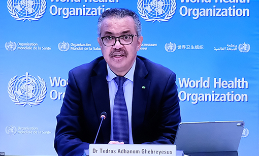 Tổng Giám đốc WHO Tedros Adhanom Ghebreyesus chủ trì buổi công bố.