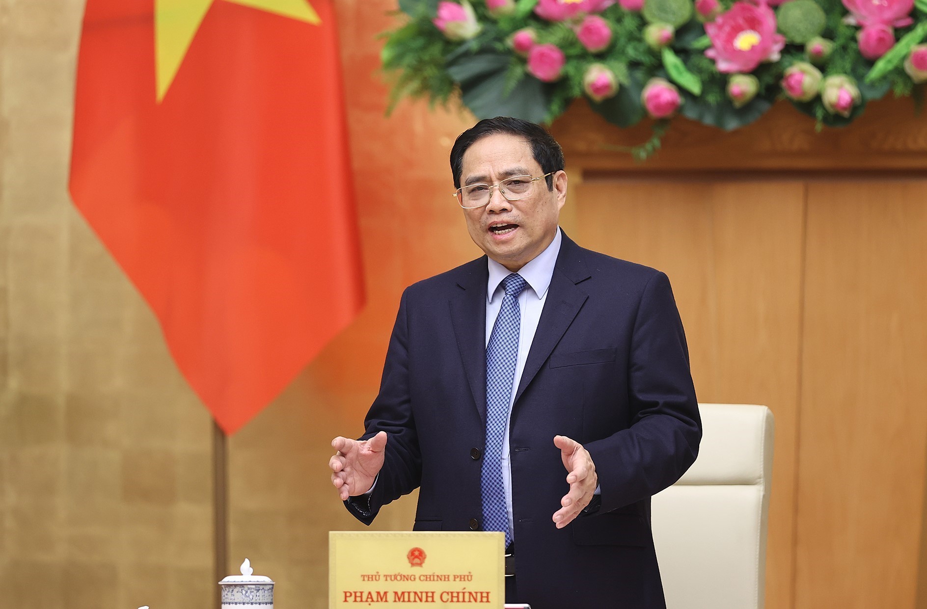 Thủ tướng Phạm Minh Chính phát biểu kết luận phiên họp.  Ảnh: DƯƠNG GIANG
