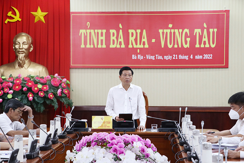 Ông Trần Văn Tuấn, Phó Chủ tịch UBND tỉnh phát biểu tại điểm cầu Bà Rịa-Vũng Tàu.