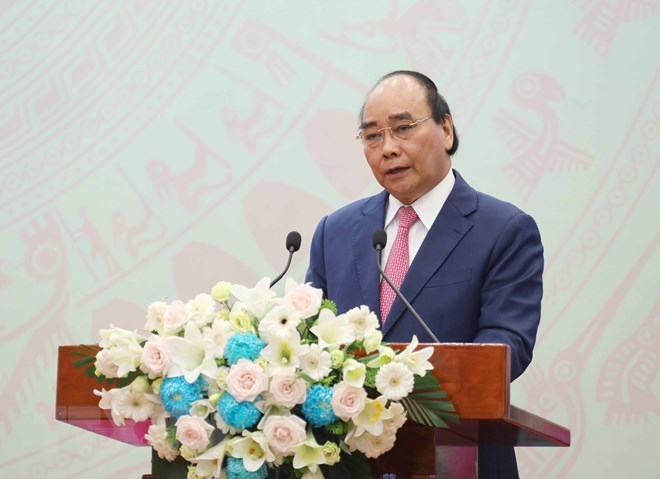 Chủ tịch nước Nguyễn Xuân Phúc phát biểu tại buổi lễ. 