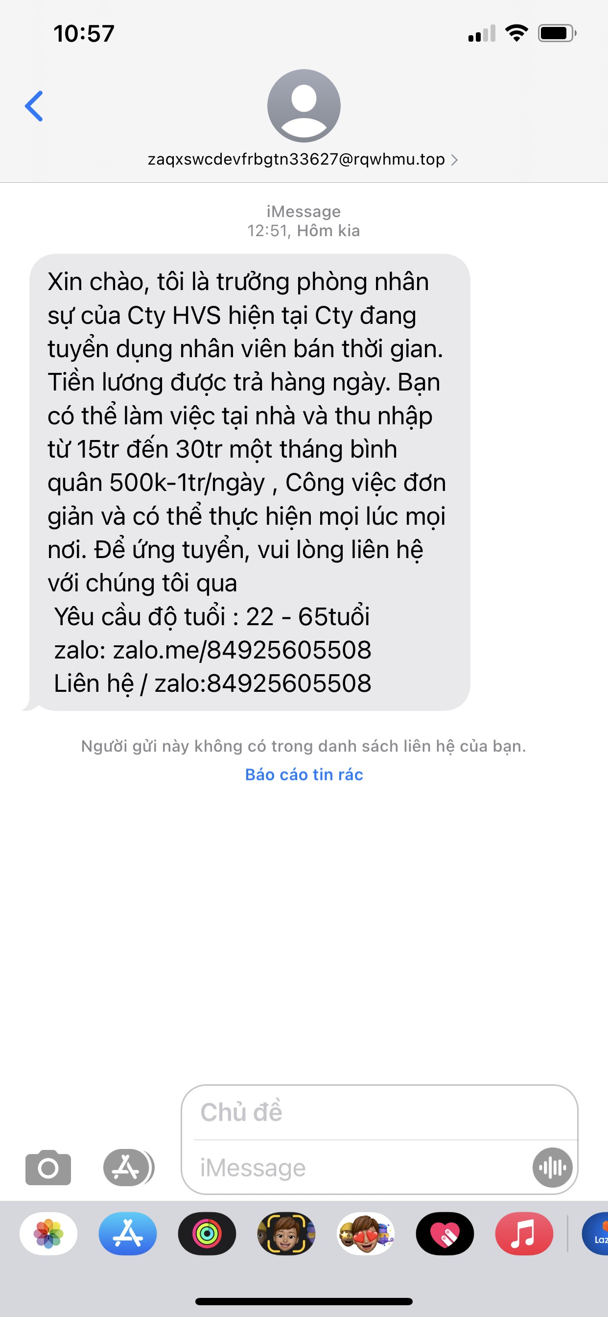 Tin nhắn lừa đảo “việc nhẹ lương cao” đang dồn dập gửi tới người dùng điện thoại trong những ngày gần đây.