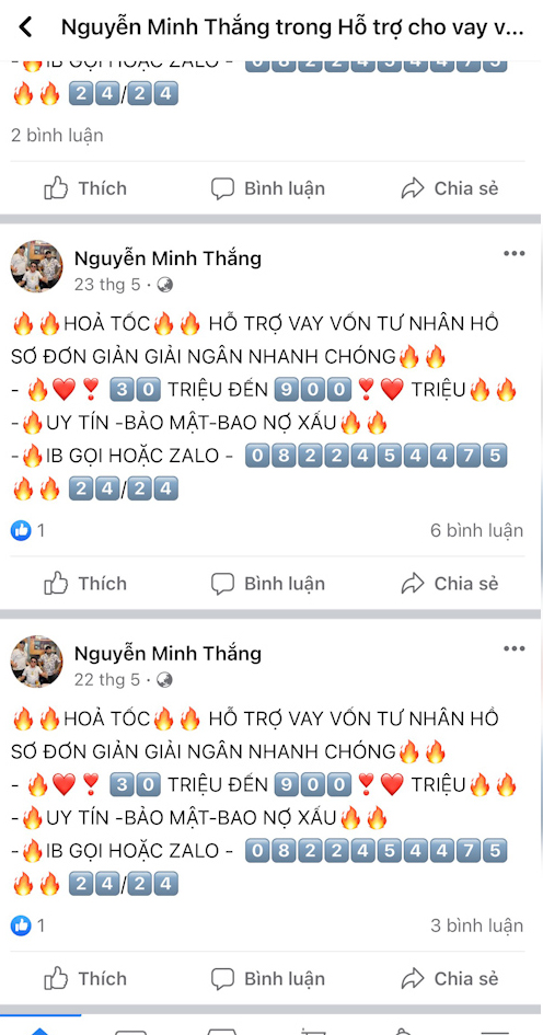 Trang Facebook đối tượng Thành lập ra để lừa đảo.