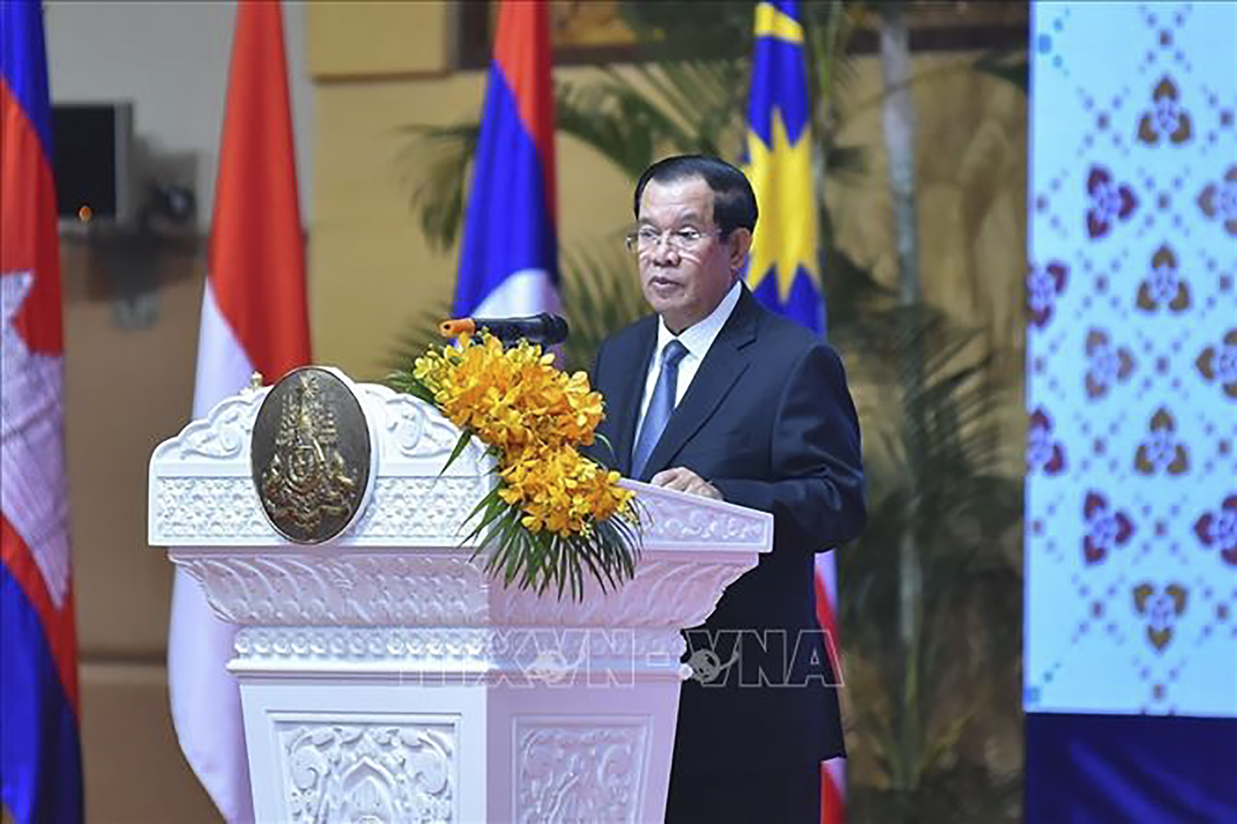 Thủ tướng Campuchia Hun Sen đọc diễn văn khai mạc AMM 55.