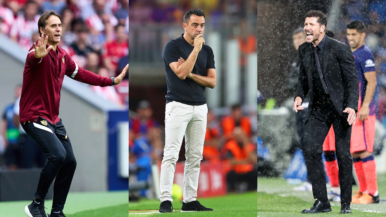 Ai trong số những HLV này sẽ ngăn cản được Ancelotti? (từ trái sang phải: Lopetegui, Xavi, Simeone)