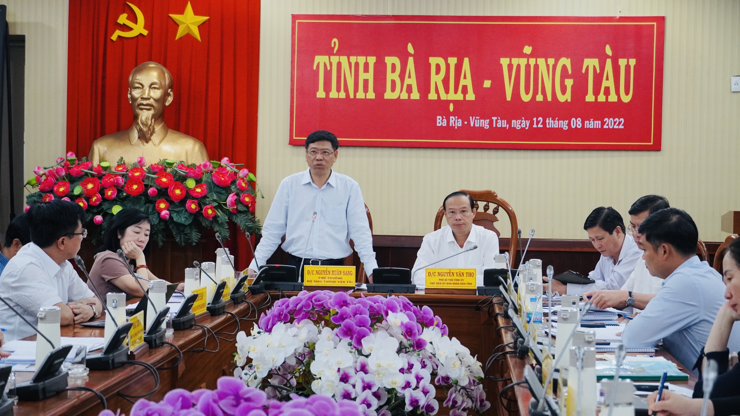 Ông Nguyễn Xuân Sang, Thứ trưởng Bộ GT-VT phát biểu tại buổi làm việc.