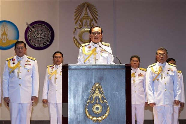 Ông Prayut Chan-o-cha, khi đảm nhiệm cương vị Tổng Tư lệnh quân đội Thái Lan, trong cuộc họp báo tại thủ đô Bangkok ngày 26/5/2014.