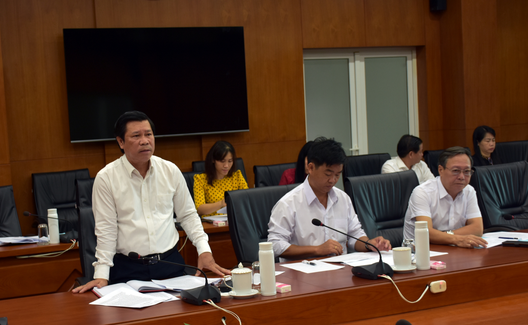 Ông Nguyễn Văn Xinh, Ủy viên Ban Thường vụ, Trưởng Ban Tuyên giáo Tỉnh ủy nêu các khâu đột phát trong năm 2023 của Ban Tuyên giáo Tỉnh ủy.