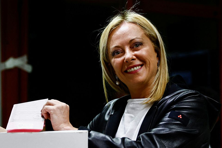 Bà Giorgia Meloni bỏ phiếu trong cuộc bầu cử ở Rome ngày 25/9/2022.