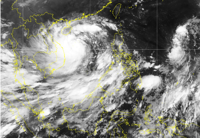 Ảnh chụp mây vệ tinh cơn bão sáng 27/9. Nguồn: NCHMF.