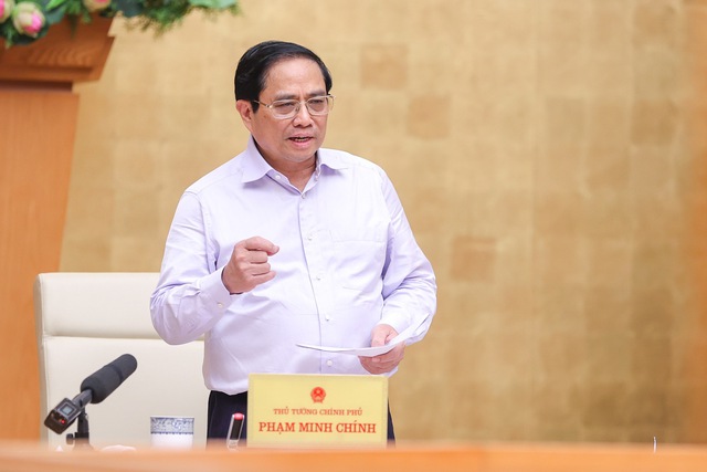 Thủ tướng Phạm Minh Chính phát biểu chỉ đạo tại phiên họp. Ảnh: NHẬT BẮC