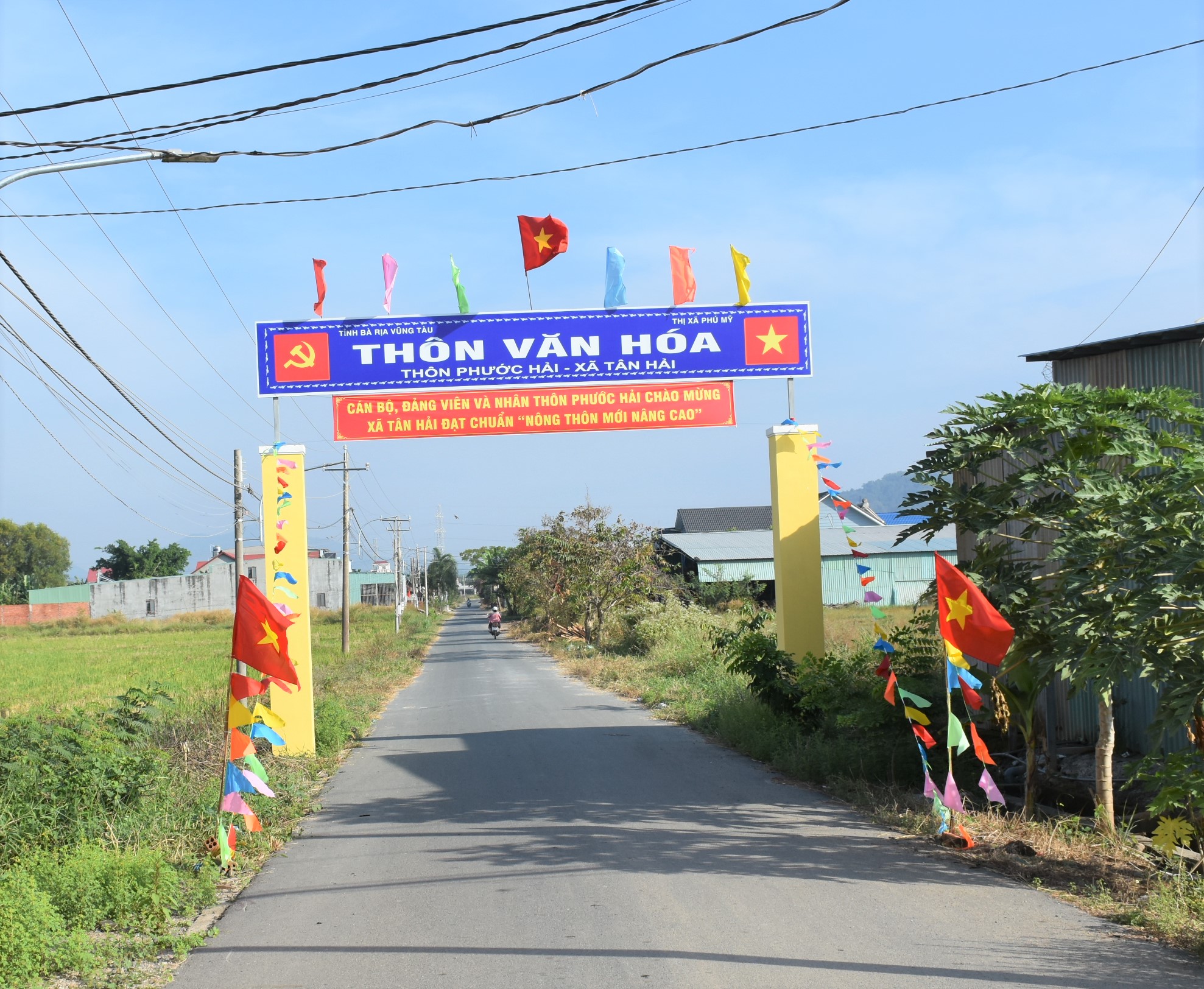Chương trình xây dựng NTM đã thay đổi diện mạo làng quê nông thôn trên địa bàn tỉnh. Trong ảnh: Các tuyến đường giao thông nông thôn tại xã Tân Hải (TX. Phú Mỹ) được nâng cấp sạch, đẹp.
