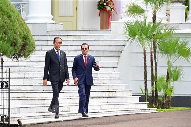 Tổng thống Indonesia Joko Widodo (trái) và Thủ tướng Timor Leste Taur Matan Ruak tại cuộc gặp ở Bogor.