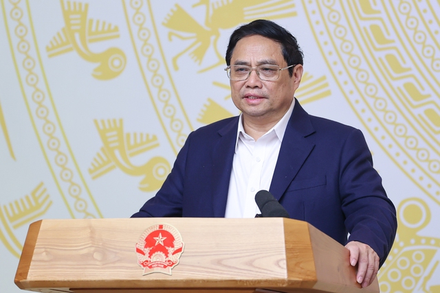 Thủ tướng Chính phủ Phạm Minh Chính phát biểu chỉ đạo tại hội nghị. Ảnh: NHẬT BẮC