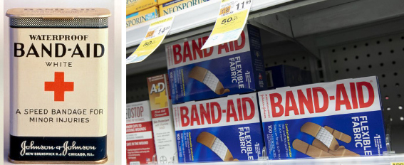Bao bì cũ của Band-Aid, và những hộp Band-Aids tại nhà thuốc ở New York (Mỹ) năm 2020.