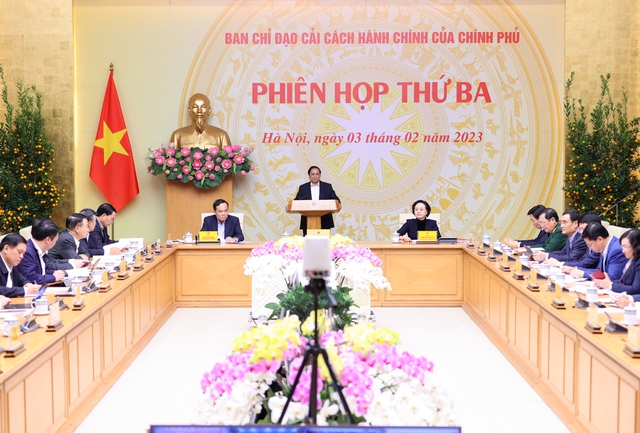 Thủ tướng chủ trì Phiên họp thứ 3 Ban Chỉ đạo Cải cách hành chính của Chính phủ - Ảnh: VGP/Nhật Bắc.