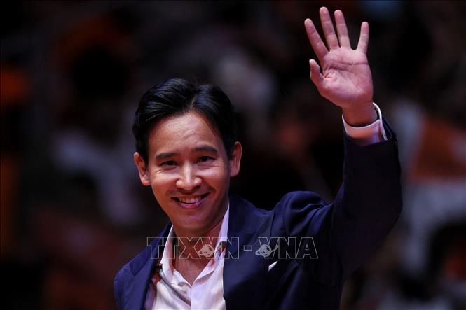 Ứng viên Thủ tướng của Đảng Tiến bước (MFP) Thái Lan Pita Limjaroenrat trong chiến dịch vận động tranh cử cuối cùng trước tổng tuyển cử, tại Bangkok, ngày 12/5/2023.