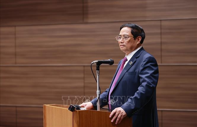 Thủ tướng Phạm Minh Chính phát biểu tại Tọa đàm kinh doanh Việt Nam - Nhật Bản.