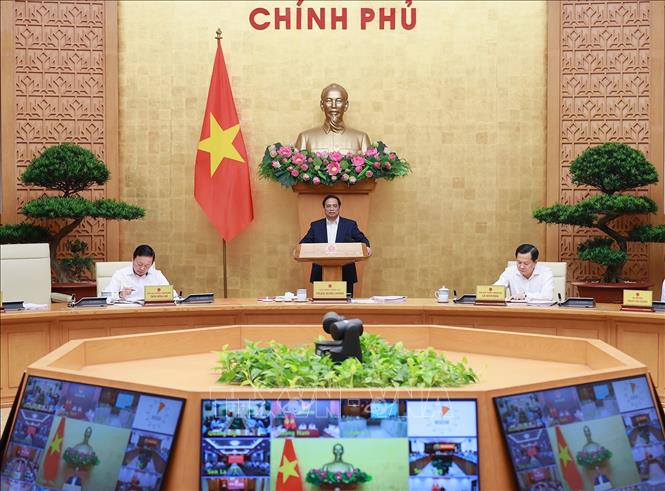 Thủ tướng Phạm Minh Chính chủ trì Phiên họp Chính phủ thường kỳ tháng 5 năm 2023. Ảnh: Dương Giang/TTXVN