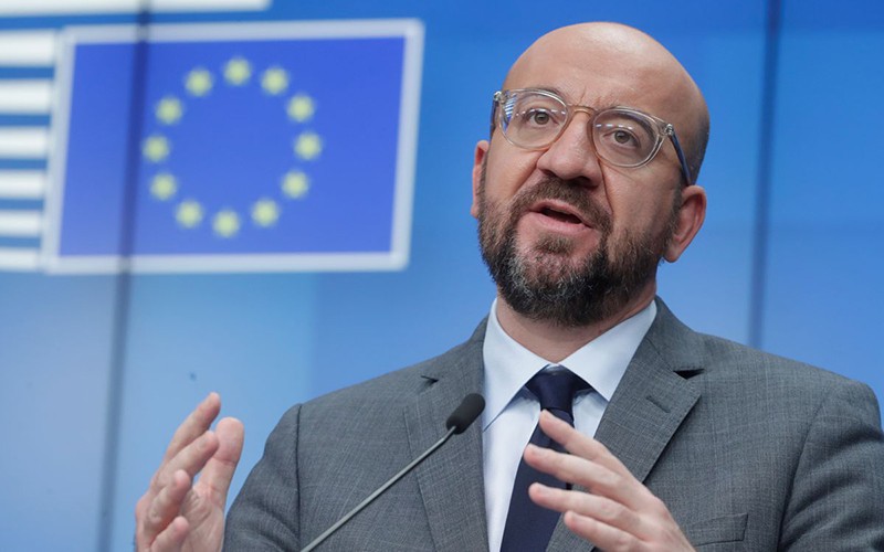 Chủ tịch Hội đồng châu Âu Charles Michel tại cuộc họp báo ở Brussels, Bỉ.