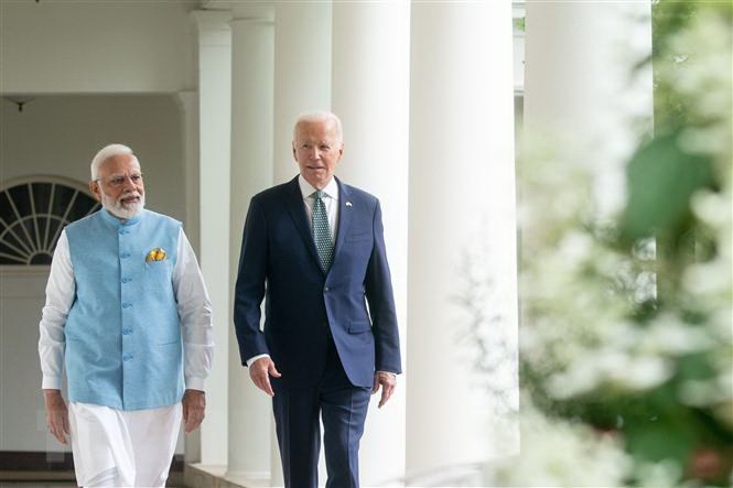 Tổng thống Mỹ Joe Biden và Thủ tướng Ấn Độ Narendra Modi (trái) trong chuyến thăm Mỹ, ngày 22/6.