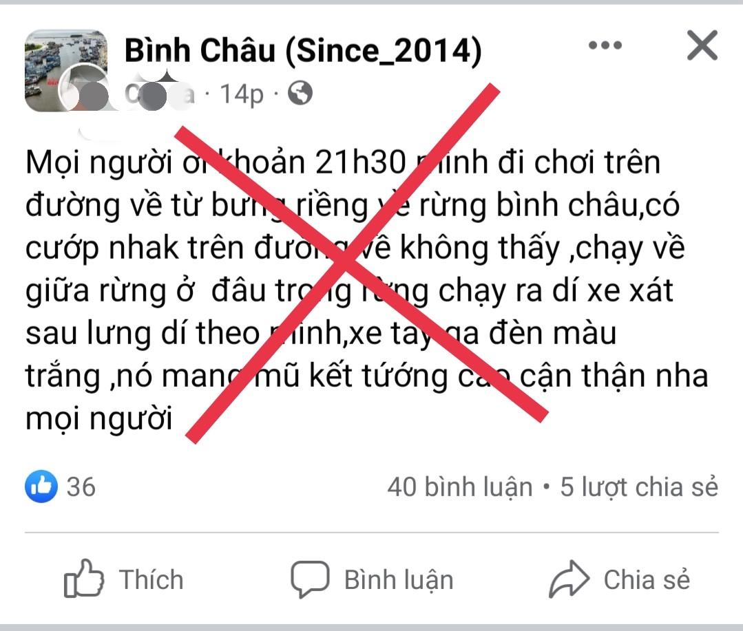 Thông tin sai sự thật M.đăng trên Facebook