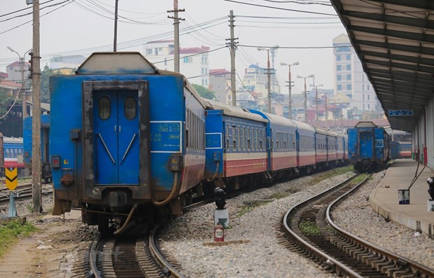 Đoàn tàu của Tổng Công ty Đường sắt Việt Nam tại một nhà ga. (Ảnh: Minh Sơn/Vietnam+)