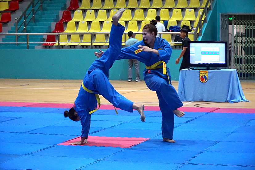 Vovinam đã được công nhận là Di sản văn hoá phi vật thể quốc gia. Trong ảnh. Các VĐV thi đấu tại giải Vovinam mở rộng tỉnh Bà Rịa - Vũng Tàu năm 2023.