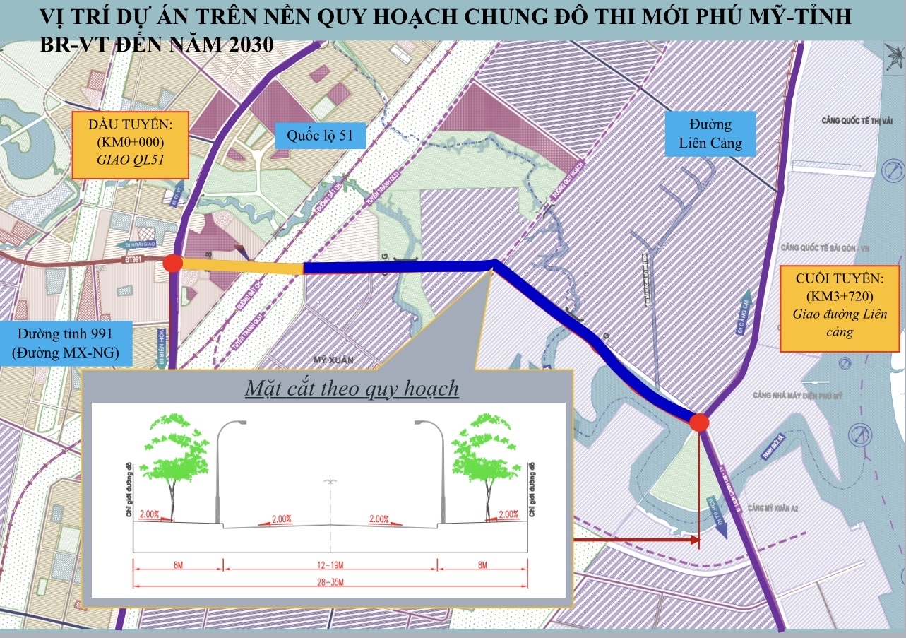 Bản đồ hướng tuyến đường 991 nối dài.