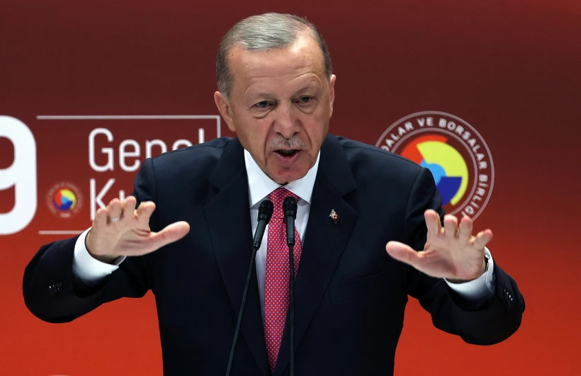 Tổng thống Thổ Nhĩ Kỳ Recep Tayyip Erdogan phát biểu tại Ankara.