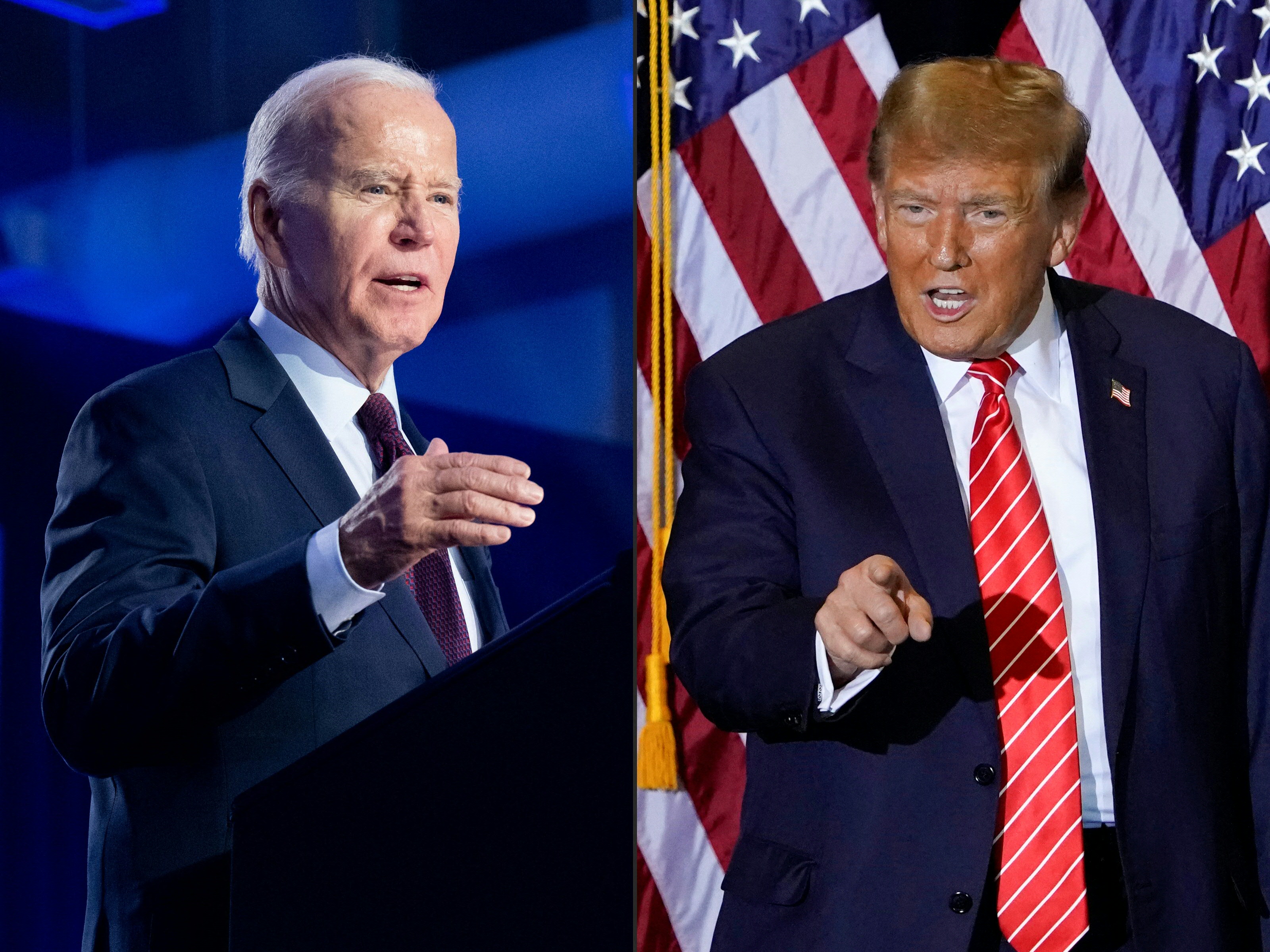 Tổng thống Mỹ Joe Biden (trái) và cựu Tổng thống Donald Trump.