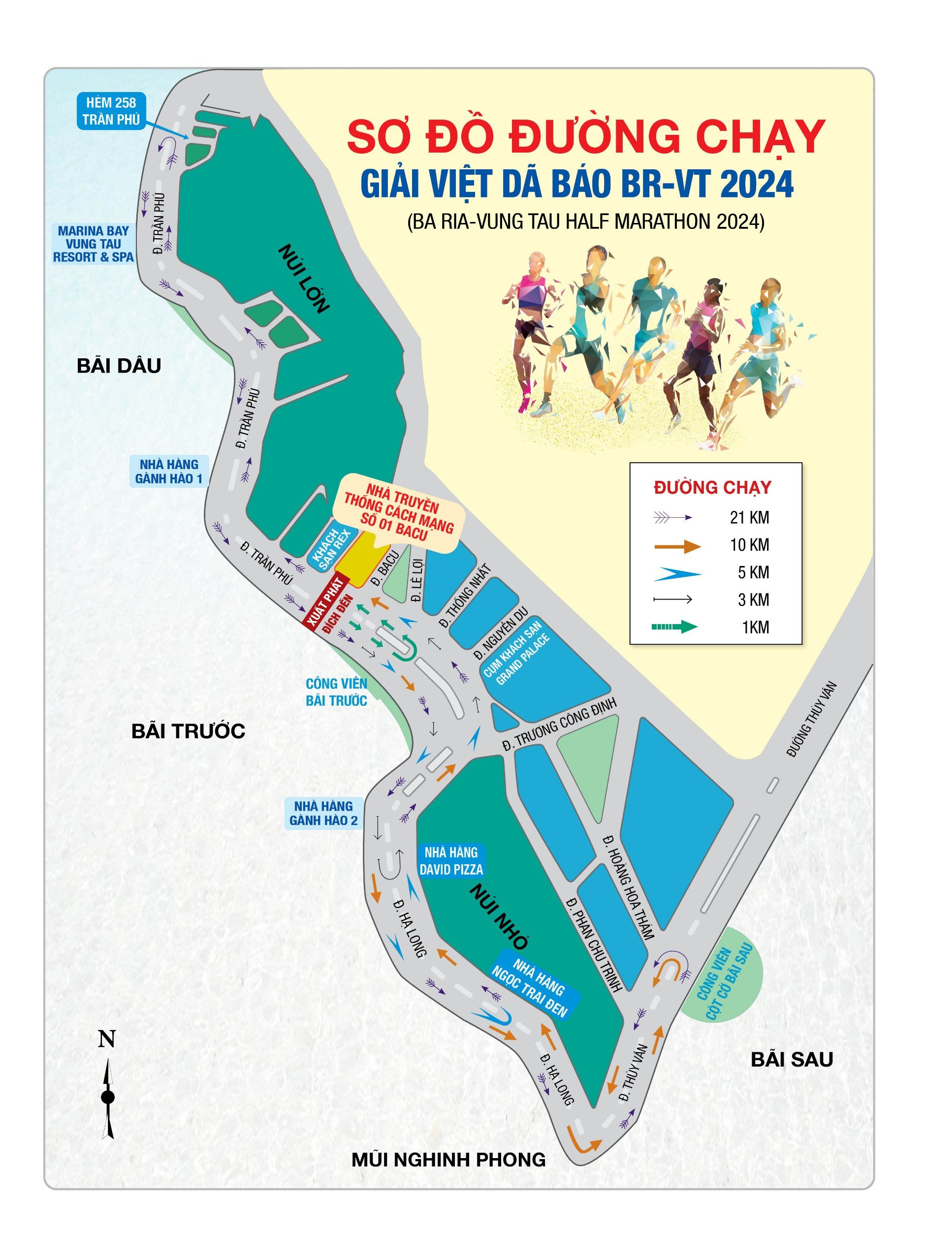 Sơ đồ đường chạy Giải Việt dã Báo Bà Rịa - Vũng Tàu lần thứ 25 năm 2024