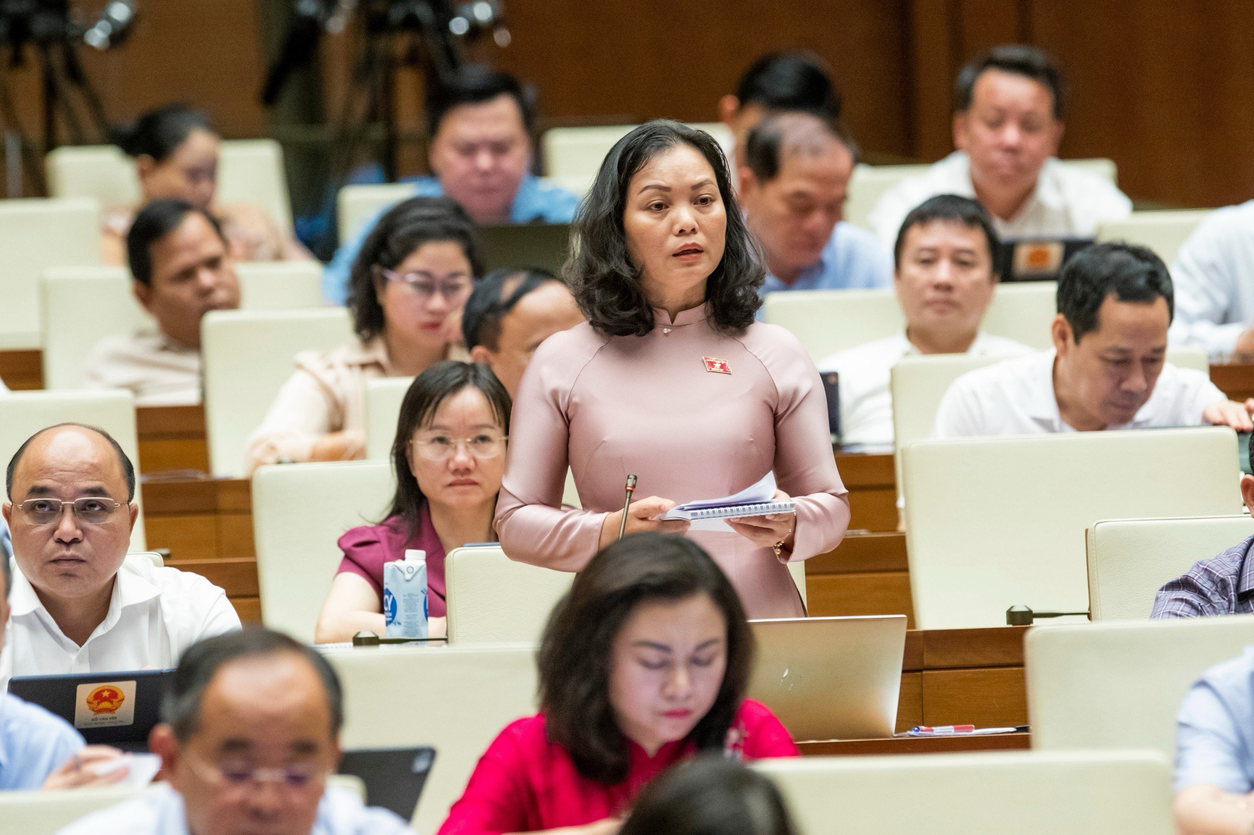 Đại biểu Huỳnh Thị Phúc, Đoàn ĐBQH Bà Rịa-Vũng Tàu phát biểu thảo luận tại hội trường.