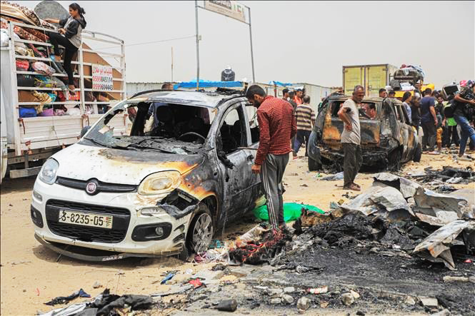 Khung cảnh hoang tàn tại một địa điểm ở Rafah, Dải Gaza.