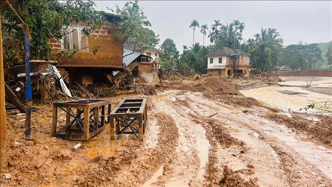 Hiện trường lở đất ở bang Kerala, Ấn Độ.